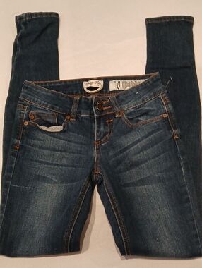 Indigo Rein Dark Blue Skinny Jeans with Double Button Waist